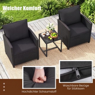 Costway Σετ επίπλων κήπου ρατάν με 2 καρέκλες, μαξιλάρια και γυάλιν... Costway Σετ επίπλων κήπου ρατάν με 2 καρέκλες, μαξιλάρια και γυάλιν...