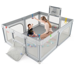 Costway Πτυσσόμενο Βρεφικό Πάρκο 188 x 157 cm με Μπάσκετ και Ποδοσφ...