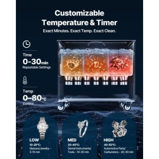 VEVOR 50L Υπερηχητικός Καθαριστής, 23.43 x 15.55 x 20.67 ίντσες, Επ...