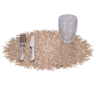 Villa dEste Home Σετ 6 τμχ Χρυσό Στρογγυλό Σουπλά 38 εκ. Σχέδιο Ανθ...