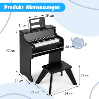 Costway Μίνι Ψηφιακό Πιάνο 25 Πλήκτρων με Σκαμπό για Παιδιά - Ρυθμι...