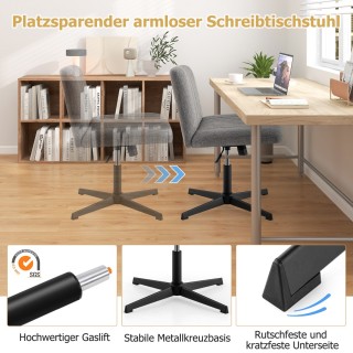 Costway  Περιστρεφόμενη Καρέκλα Γραφείου Χωρίς Μπράτσα με Λινό Ύφασ...