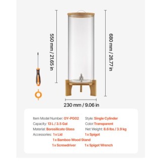 VEVOR Γυάλινος Διανεμητής Ποτών 13L με Βάση για Πάρτι YLFPQPGBLFPQK... VEVOR Γυάλινος Διανεμητής Ποτών 13L με Βάση για Πάρτι YLFPQPGBLFPQK...