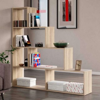 BAKAJI Βιβλιοθήκη Σκάλας SIMMS Ξύλο MDF με 4 Ράφια Aνοιχτό Δρυς για...