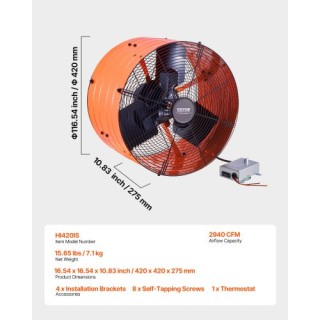 VEVOR Ανεμιστήρας Σοφίτας 16 με Θερμοστάτη SQFJ16YC2940V2S5AV2 VEVOR Ανεμιστήρας Σοφίτας 16 με Θερμοστάτη SQFJ16YC2940V2S5AV2