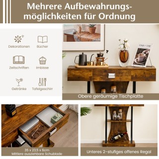 Costway Ξύλινο Πολυλειτουργικό Τραπέζι Κονσόλας με Αποθηκευτικό Χώρ...