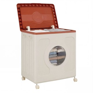 Costway Κουτί Αποθήκευσης Ρούχων 68 x 41 x 58 cm με Καπάκι και Ρόδε...