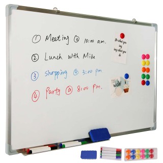 BAKAJI  Λευκός Μαγνητικός Πίνακας XL 90x60 από Αλουμίνιο με Σβηστό ...