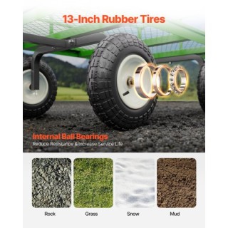 VEVOR Ατσάλινο Καρότσι Κήπου 1200lbs Βαρέως Τύπου με Ρόδες 13in ZXH...