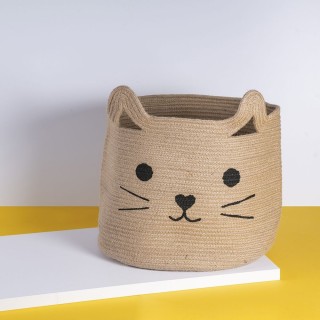 Villa DEste  Καλάθι αποθήκευσης από γιούτα με σχέδιο γάτα Natural 5...