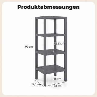 Costway Ελεύθερη πλαστική ραφιέρα 4 επιπέδων για μπάνιο ή κουζίνα, ...