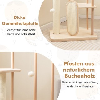 Costway  Πολυλειτουργικό Δέντρο Γάτας με Ανθεκτική Κατασκευή και Φυ...