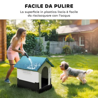 PawHut Υπαίθριο Πλαστικό Σπιτάκι για Μικρά Σκυλιά με Παράθυρα και Υ...
