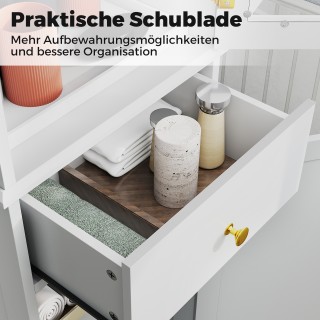 Costway  Ψηλό Λευκό Ντουλάπι Μπάνιου με Ρυθμιζόμενα Ράφια και Συρτά...