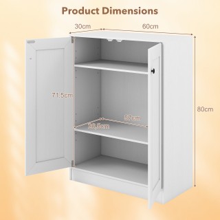 Costway Λευκό Ξύλινο Μπουφές με Πόρτες & Ρυθμιζόμενα Ράφια JV12949WH