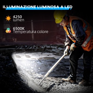 HOMCOM  Προβολέας LED Εργασίας 6500k με Περιστρεφόμενη Κεφαλή και Σ...