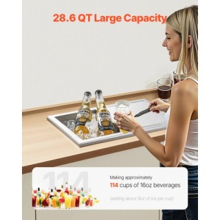 VEVOR Ανοξείδωτος Κάδος Πάγου 27.1L QRSCBC201BXGYNI9J002V0 VEVOR Ανοξείδωτος Κάδος Πάγου 27.1L QRSCBC201BXGYNI9J002V0