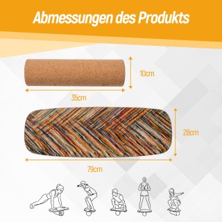 Costway Ξύλινο  Σανίδι Ισορροπίας και Skateboard  Σταθεροποιημένο Κ...