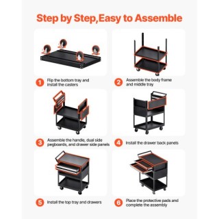 VEVOR Πολυλειτουργικό Καρότσι Εργαλείων με Ρόδες και Συρτάρι DGNGJC...