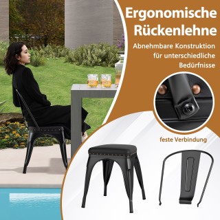 Costway  Σετ 4 Μεταλλικών Εστιατόριων Καρεκλών με Κάθισμα και Πλάτη...