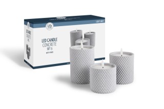 Σετ LED κεριών 3 τεμαχίων με Τσιμεντένια Βάση Ανοιχτό Γκρι 8720604... Σετ LED κεριών 3 τεμαχίων με Τσιμεντένια Βάση Ανοιχτό Γκρι 8720604...
