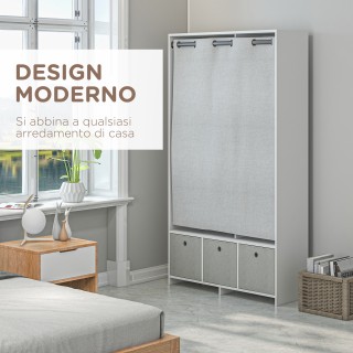 Ντουλάπα Ρούχων με Κρεμάστρα, 3 Υφασμάτινα Συρτάρια και 3 Ράφια, 10...