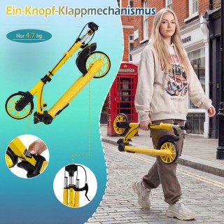 Costway Αναδιπλούμενο Πατίνι με 2 Φωτιζόμενους Τροχούς, Σταντ και Ρ...