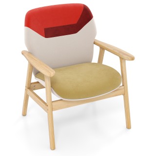 Costway Μοντέρνα πολυθρόνα αυτιών με ξύλινο σκελετό και μαξιλάρι κα...