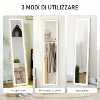 HOMCOM Καθρέφτης με LED Φωτισμό και Ρυθμιζόμενο Κουμπί Αφής, από Γυ...