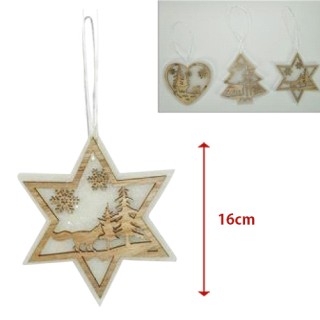 BAKAJI 3 Ξύλινα Χριστουγεννιάτικα Στολίδια σε Σχήμα Αστέρι, Δέντρο,...