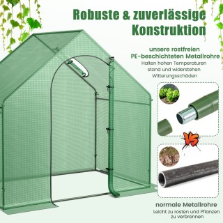 Costway Περπατήστε στο Θερμοκήπιο με Μεταλλικό Σκελετό και PE Κάλυμ...