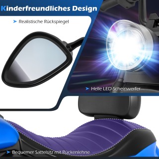 Costway Παιδική μηχανή Chopper 6V με μουσική, φως, πεντάλ και 2 βοη...