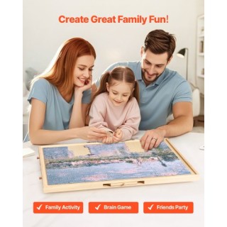 VEVOR Φορητό Ξύλινο Πλαίσιο Παζλ 1000 Κομματιών 74x53cm με Συρτάρια...