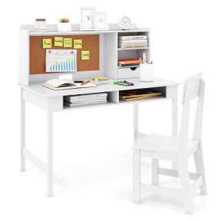 Costway Παιδικό Γραφείο με Καρέκλα Ξύλινο - Σχολικό Γραφείο με Κορμ...