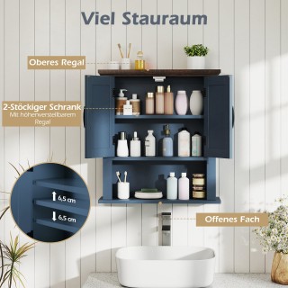 Costway Κρεμαστό Ντουλάπι με Ρυθμιζόμενα Ράφια και Πόρτες & Ανοιχτό...