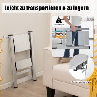 Costway  Δίποδη Πτυσσόμενη Σκάλα Αλουμινίου με Αντιολισθητικά Σκαλο...