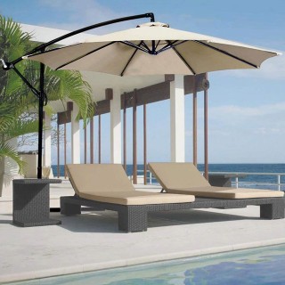 BAKAJI  Ομπρελόκηπος Αποκεντρωμένος 3x3 μ. Μπεζ Κολόνα Αλουμινίου Κ...