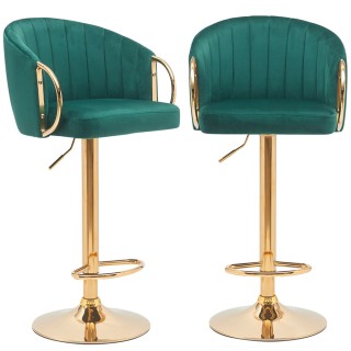 BAKAJI Σετ 2 Σκαμπό Κουζίνας Ρυθμιζόμενου Ύψους σε Πράσινο Βελούδο... BAKAJI Σετ 2 Σκαμπό Κουζίνας Ρυθμιζόμενου Ύψους σε Πράσινο Βελούδο...