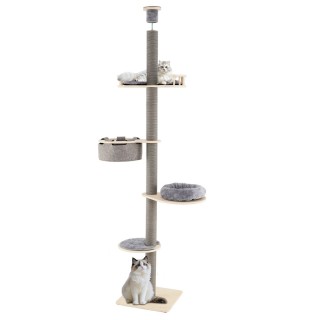 Costway Ρυθμιζόμενο Γκρι Ουρανοξύστης Γάτας 236-271 cm με 5 Επίπεδα...