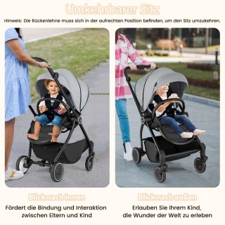 Costway Αναδιπλούμενο Καρότσι με Αντιστρέψιμο Κάθισμα και Ρυθμιζόμε...