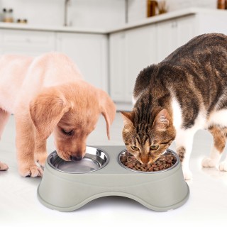 BAKAJI  Διπλό Μπολ για Κατοικίδια Ζώα Μπολ από Ανοξείδωτο Ατσάλι γι...