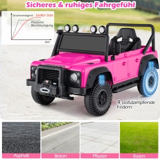 Costway Ροζ Land Rover Defender Ηλεκτρικό Αυτοκίνητο για Παιδιά με ...