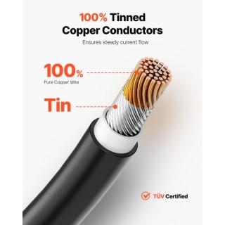 VEVOR Καλώδιο Προέκτασης Ηλιακού Πάνελ 100FT 10AWG Αδιάβροχο Μαύρο ...