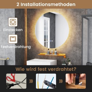 Costway Καθρέφτης Τοίχου με LED Φωτισμό και Ράφι για Μπάνιο BA8215DE