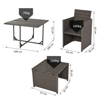 Outsunny Σετ Έπιπλα κήπου εξωτερικού χώρου 9 τεμαχίων Τραπέζι με 4 ...