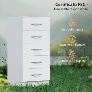 HOMCOM Συρταριέρα 5 Συρτάρια Μοντέρνου Στυλ, από Μοριοσανίδα, 40x35...