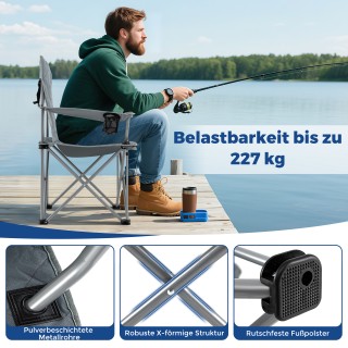 Costway XXL Πτυσσόμενη Καρέκλα Camping με Ψυκτική Τσάντα & Θήκη Ποτ...