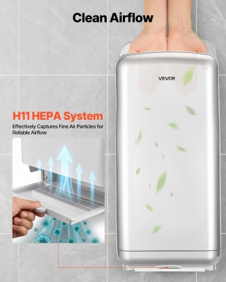 VEVOR Κάθετος Στεγνωτήρας Χεριών με HEPA Φίλτρο και Διπλή Ροή Αέρα,...