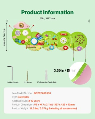 Πάνελ Δραστηριοτήτων Τοίχου – Κάμπια με 12 Δραστηριότητες Montessor... Πάνελ Δραστηριοτήτων Τοίχου – Κάμπια με 12 Δραστηριότητες Montessor...