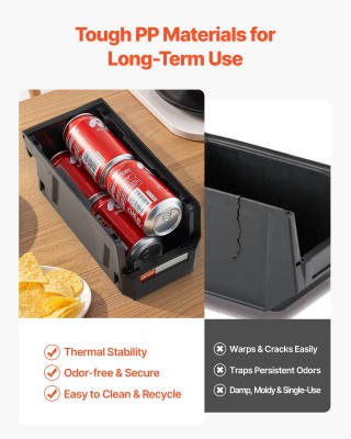 VEVOR Σετ 8 Μαύροι Πλαστικοί Στοιβαζόμενοι Κάδοι Αποθήκευσης με Μπρ...